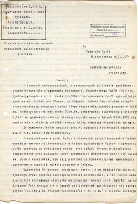 Maszynopis. Odpis podania Ludwika Sawickiego z dnia 14 maja 1927 r. do Ministerstwa Wyznań Religi...
