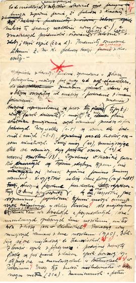 Fragment rękopisu artykułu Józefa Żurowskiego pt. "Wykopaliska z cmentarzysk ciałopalnych Kw...