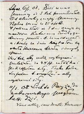 Notatnik nr 66 z odręcznymi notatkami Erazma Majewskiego z dn. 06.01.1908 r.: "[…] Dziś u na...