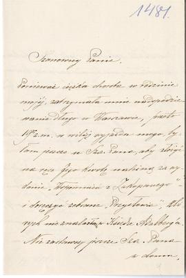 List od J. Matlakowskiej do Erazma Majewskiego (rękopis)  strona 1