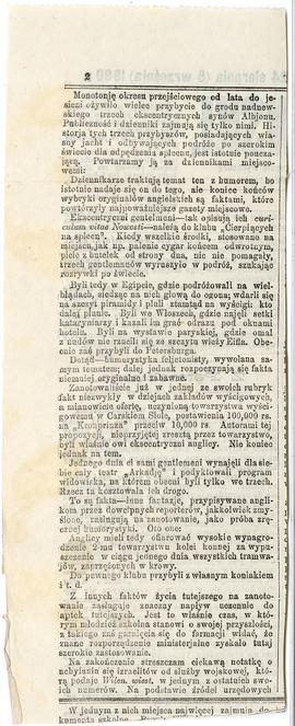 Wycinek prasowy z dn. 24.09. (05.09) 1889 r. dot. wyprawy trzech angielskich  gentelmenów: "...