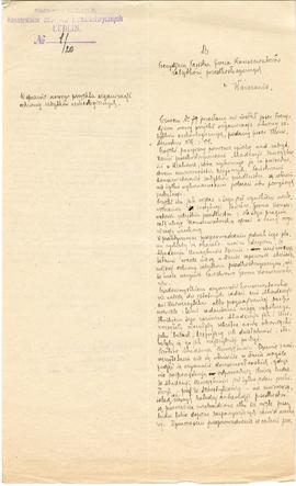 Rękopis. Pismo konserwatora Michała Drewko z dnia 27 lipca 1920 r. do Prezydium Państwowego Grona...