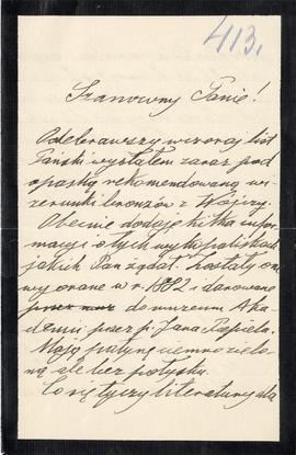 List od Włodzimierza Demetrykiewicza do Erazma Majewskiego (rękopis)  strona 1