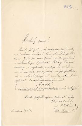 List od F. L. Červinki do Erazma Majewskiego (rękopis)  strona 1