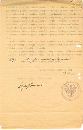 Maszynopis Umowy z dnia 20.12.1924 r. (Egzemplarz I) pomiędzy Ministerstwem Wyznań Religijnych i ...