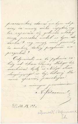 List od Adolfa Fedorowicza do Erazma Majewskiego (rękopis)  strona 2