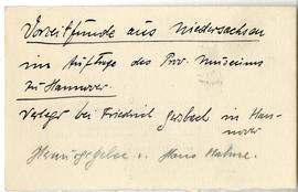 Fiszka z odręcznymi notatkami bibliograficznymi Józefa Żurowskiego  strona 1: "Vorzeitfunde ...