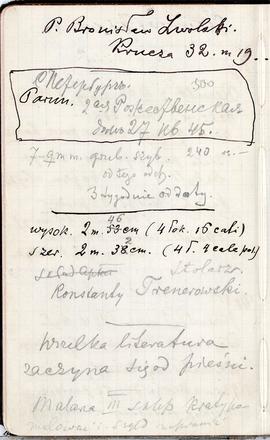 Notes nr 48 z wpisami odręcznymi  Erazma Majewskiego z okresu 08.08.1895 r.-06.03.1896 r.  strona.