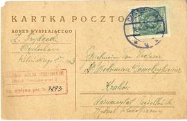 Kartka pocztowa z rękopisem listu Z. Frydeckiego do Józefa Żurowskiego z dnia 15.03.1925 r.  stro...