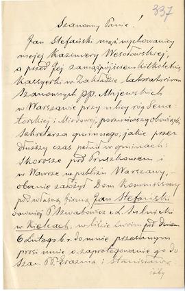 List od Edwarda Cieślewskiego do Erazma Majewskiego (rękopis)  strona 1