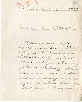 List od Wincentego Badury do Erazma Majewskiego (rękopis)  strona 1