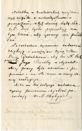 List od A. Chotyńskiego do Erazma Majewskiego (rękopis)  strona 4