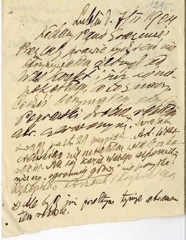 List od Hieronima Rafała Łopacińskiego do Erazma Majewskiego (rękopis)  strona 1