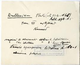 Fiszka z odręcznymi notatkami bibliograficznymi Józefa Żurowskiego  strona 1: "Reallexikon E...