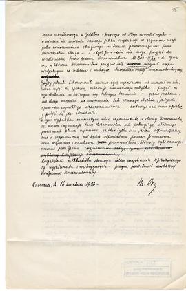 Rękopis – brudnopis pisma konserwatora Michała Drewko z dnia 16 kwietnia 1926 r. do Kierownictwa ...