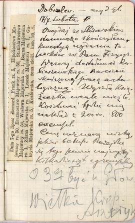 Notatnik nr 52 z odręcznymi notatkami Erazma Majewskiego z dn.17.07.1897 r. oraz z wklejonym wyci...