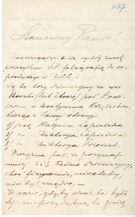 List od Antoniego Lange do Erazma Majewskiego (rękopis)  strona 1