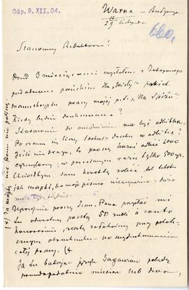 List od Jana Grzegorzewskiego do Erazma Majewskiego (rękopis  maszynopis)  strona 1