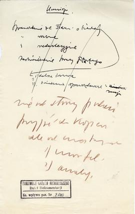 Odręczna notatka Józefa Żurowskiego  strona 1: "nie od strony […]"