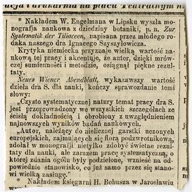 Wycinek prasowy z okresu od 05.10.1885 r.-04.02.1886 r. (w kieszonce tylnej okładki notesu nr 24)...