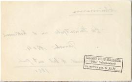 Fiszka z odręcznymi notatkami bibliograficznymi Józefa Żurowskiego  strona 2: pieczątka Działu Do...