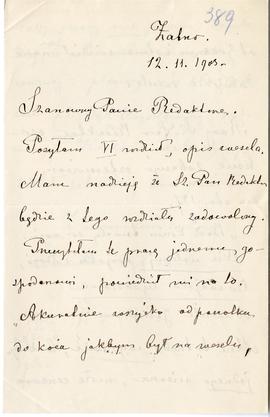 List od Stanisławy Dąbrowskiej do Erazma Majewskiego (rękopis)  strona 1