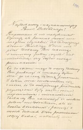 List Romualda Erzepki do Erazma Majewskiego (rękopis)  strona 1