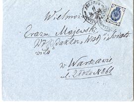 Koperta zaadresowana przez Hieronima Rafała Łopacińskiego do Erazma Majewskiego (rękopis  znaczek...