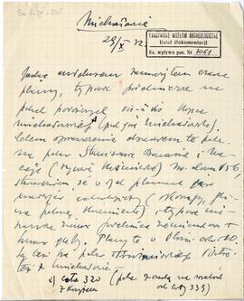 Odręczna notatka Józefa Żurowskiego z wizyty w Michałowicach w dniu 29.10.1932 r.  strona 1: &quo...