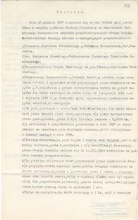 Maszynopis  odpis protokołu z dnia 19 grudnia 1927 r. z zebrania komisji w m. Gródek  pow. Równe ...