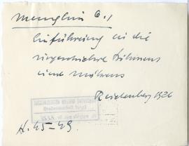 Fiszka z odręcznymi notatkami bibliograficznymi Józefa Żurowskiego  strona 1: "Menghin O.  E...