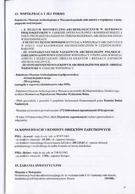 Państwowe Muzeum Archeologiczne w Warszawie. Sprawozdanie z działalności w roku 1999.  Maszynopis...