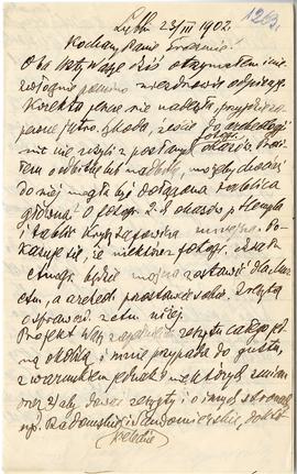 List od Hieronima Rafała Łopacińskiego do Erazma Majewskiego (rękopis)  strona 1