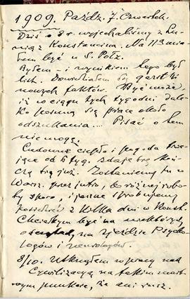 Notatnik nr 69 z odręcznymi notatkami Erazma Majewskiego z okresu od 07.10.1909 r. do 20.05.1910 ...