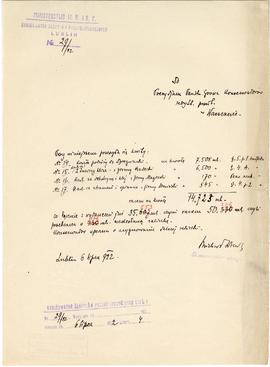 Rękopis. Pismo konserwatora Michała Drewko z dnia 6 lipca 1922 r. do Prezydium Państwowego Grona ...