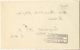 Fiszka z odręcznymi notatkami bibliograficznymi Józefa Żurowskiego  strona 2: pieczątka Działu Do...