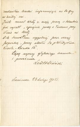 List od Ludwika Licińskiego do Erazma Majewskiego z dnia 23.02.1905 r. (rękopis)  strona 3