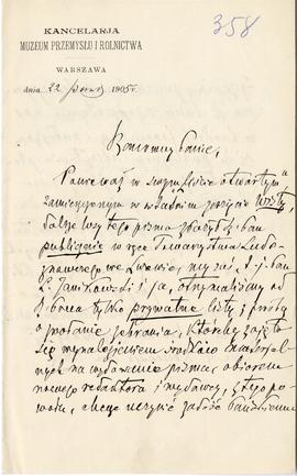 List od Stanisława Ciszewskiego i Leopolda Janikowskiego do Erazma Majewskiego (rękopis)  strona 1