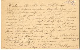 Karta pocztowa od Antoniego Brydzińskiego do Erazma Majewskiego (rękopis)  strona 2 (rewers)