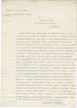 Maszynopis  odpis pisma konserwatora Michała Drewko z dnia 25 czerwca 1928 r. do Wydziału Nauki M...