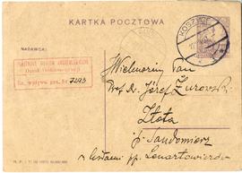 Kartka pocztowa z rękopisem listu Adama Gorczyńskiego do Józefa Żurowskiego z dnia 20.08.1927 r. ...