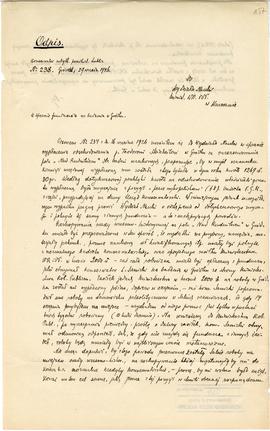 Rękopis  odpis. Pismo konserwatora Michała Drewko z dnia 29 września 1926 r. do Wydziału Nauki Mi...