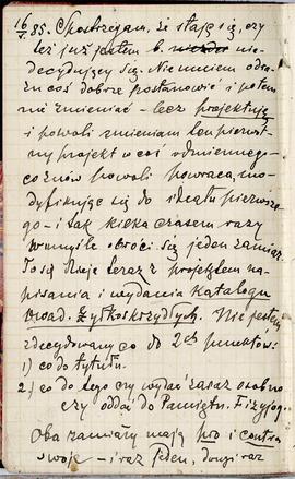 Notes nr 22 z wpisami odręcznymi  Erazma Majewskiego z okresu od 15.05.1885 r. - 08.09.1885 r.  s...