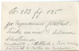 Fiszka z odręcznymi notatkami bibliograficznymi Józefa Żurowskiego  strona 2: "str. 283 fig....