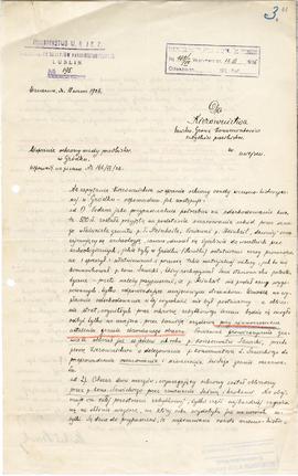 Rękopis. Pismo konserwatora Michała Drewko z dnia 11 marca 1926 r. do Kierownictwa Państwowego Gr...