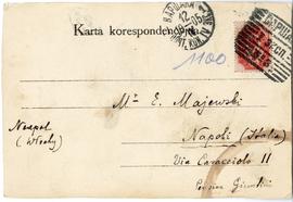 Karta pocztowa wysłana przez Bolesława Koskowskiego do Erazma Majewskiego  strona 1