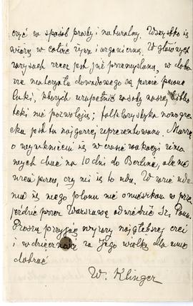 List od Witolda Klingera do Erazma Majewskiego (rękopis), strona 4