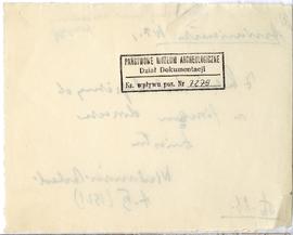 Fiszka z odręcznymi notatkami bibliograficznymi Józefa Żurowskiego  strona 2: pieczątka Działu Do...