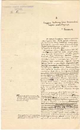 Rękopis - brudnopis pisma konserwatora Michała Drewko z dnia 17 grudnia 1920 r. do Prezydium Pańs...