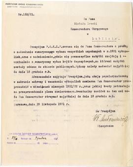 Maszynopis. Pismo Prezydium Państwowego Grona Konserwatorów Zabytków Przedhistorycznych nr 153/21...